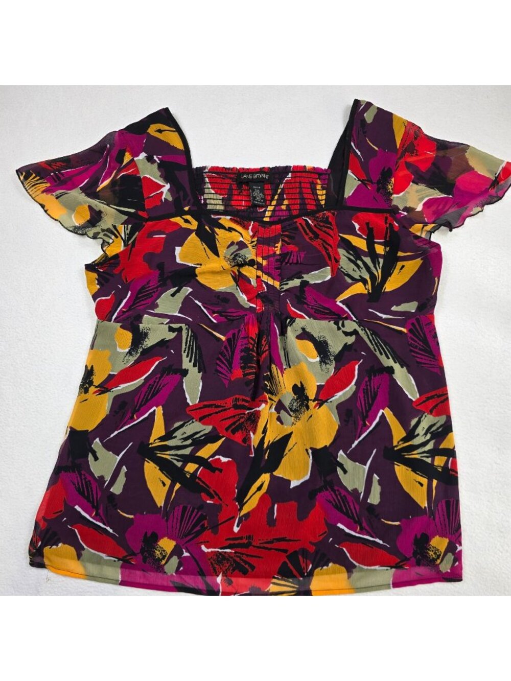 Lane Bryant 18/20 Womens Blouse Multicolor Floral Short Sleeve Top